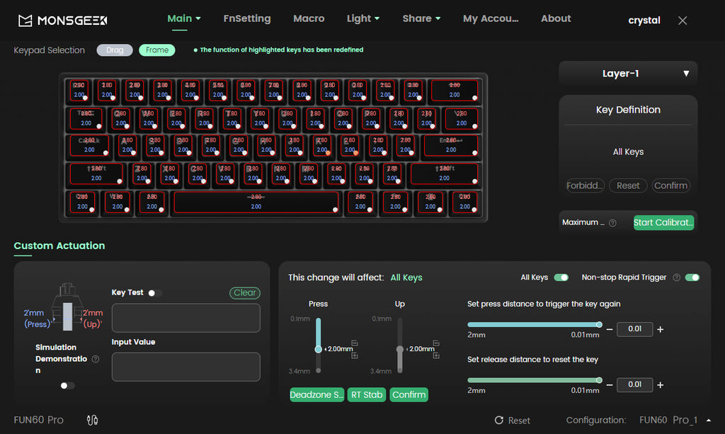 Akko MonsGeek FUN60 Mechanical Keyboard Magnetic Switch 60% Gaming Keyboards Rapid Trigger 0.01mm 8K ARGB HE/TMR Custom Keyboard