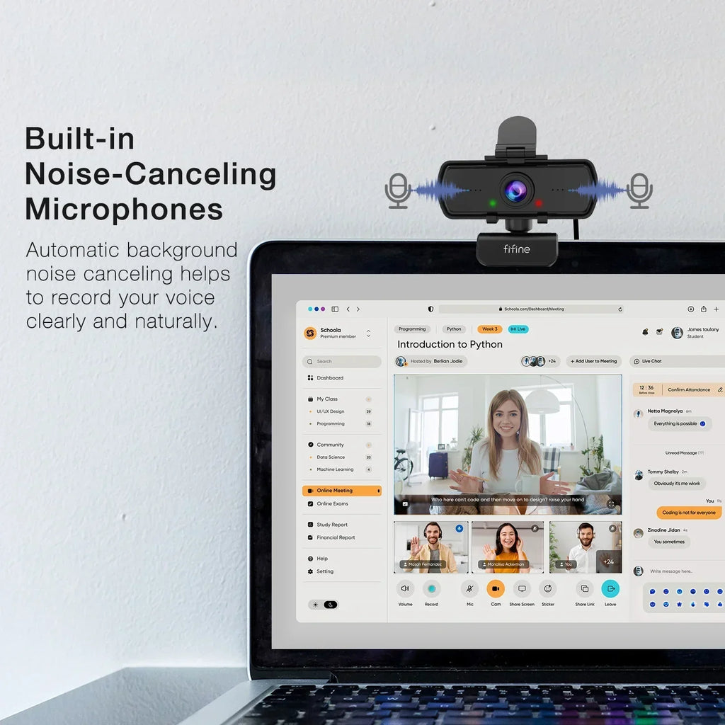 1440p Full HD USB Webcam with Microphone Tripod Black-2