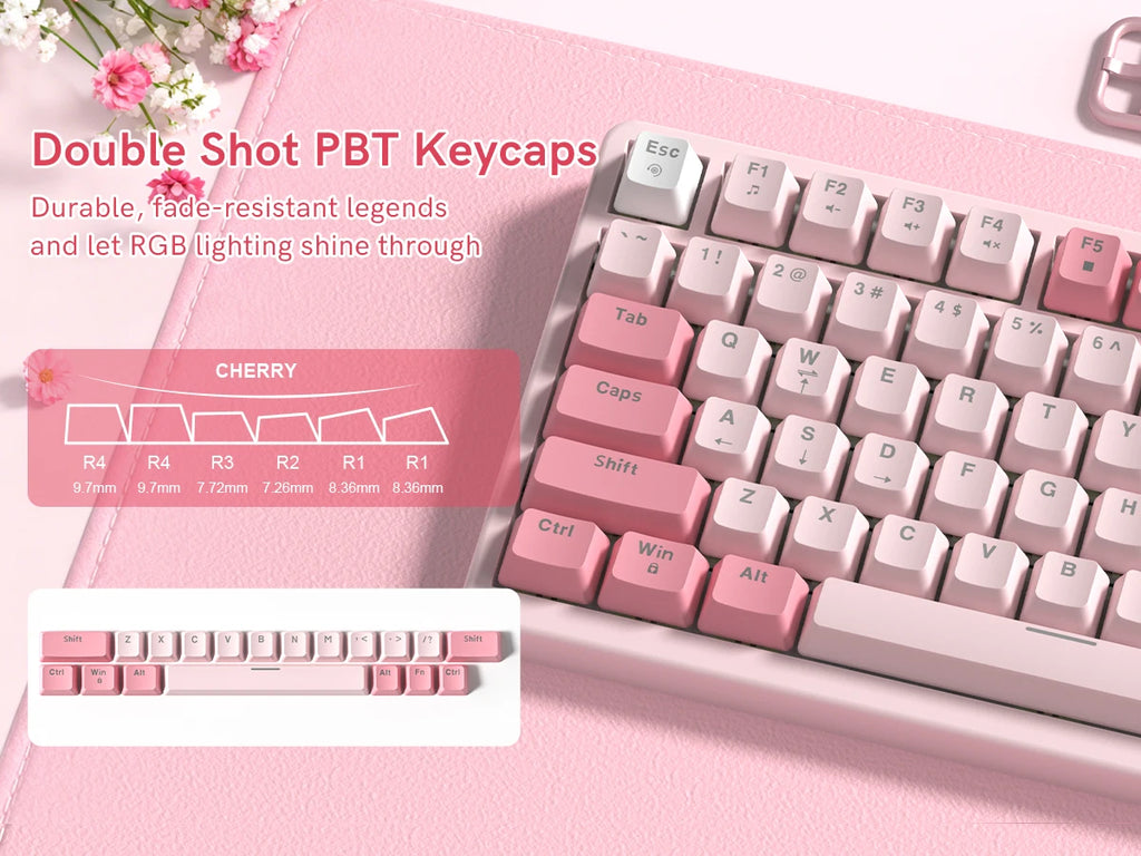 Womier VK75 Wired Mechanical Keyboard 75% Custom Hotswap with Knob RGB Backlit Gasket Mount Gaming Keyboard Double Linear Switch