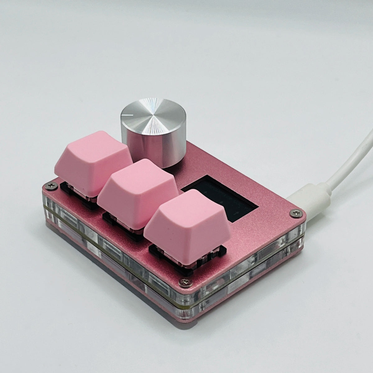 O3C SayoDevice OSU O3C Rapid Trigger Hall Switches Magnetic Pink Switches Keyboard With Knob Screen Copy Paste Shotcut