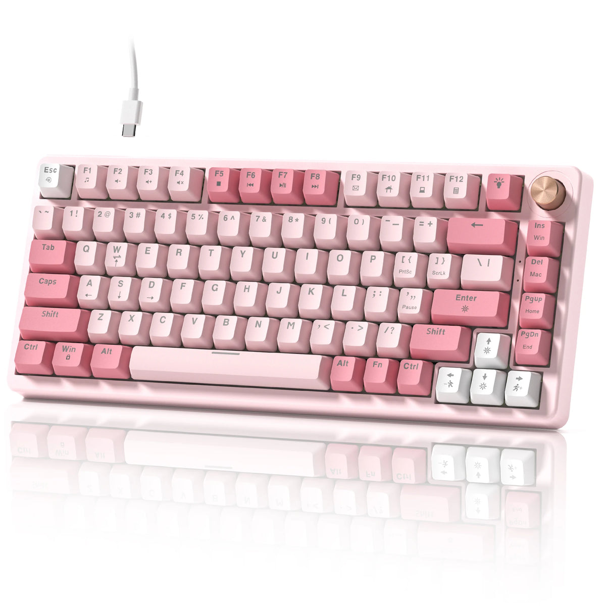 Womier VK75 Wired Mechanical Keyboard 75% Custom Hotswap with Knob RGB Backlit Gasket Mount Gaming Keyboard Double Linear Switch