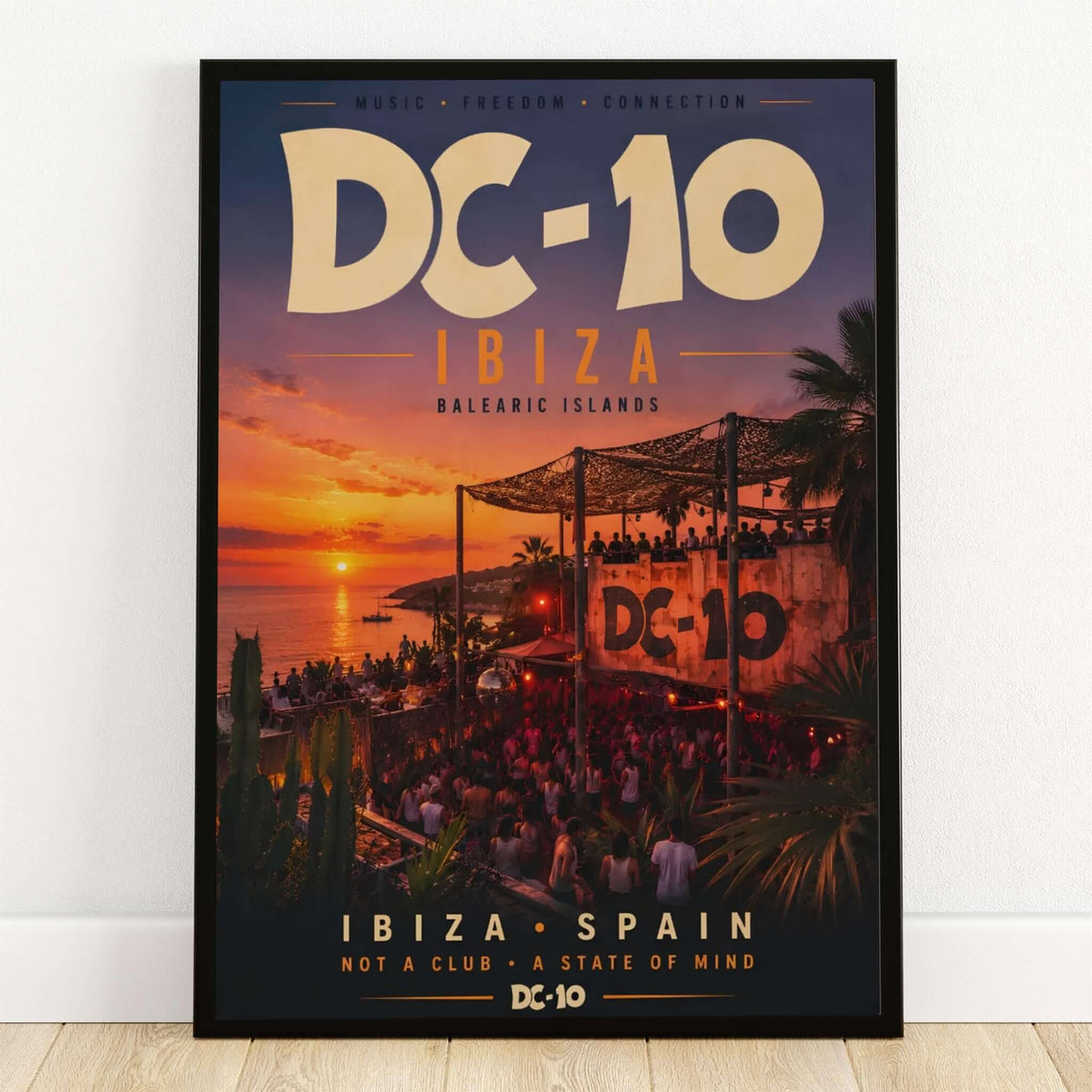 DC-10 Ibiza Poster: Retro Balearic Sunset Club & Music Wall Art-0
