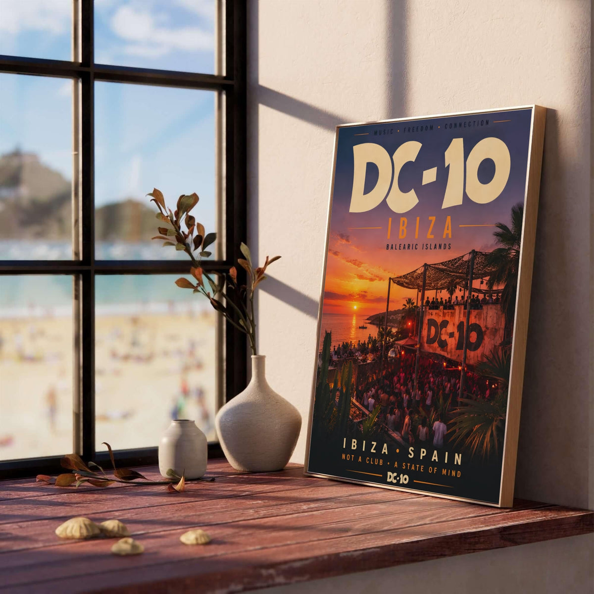 DC-10 Ibiza Poster: Retro Balearic Sunset Club & Music Wall Art-3