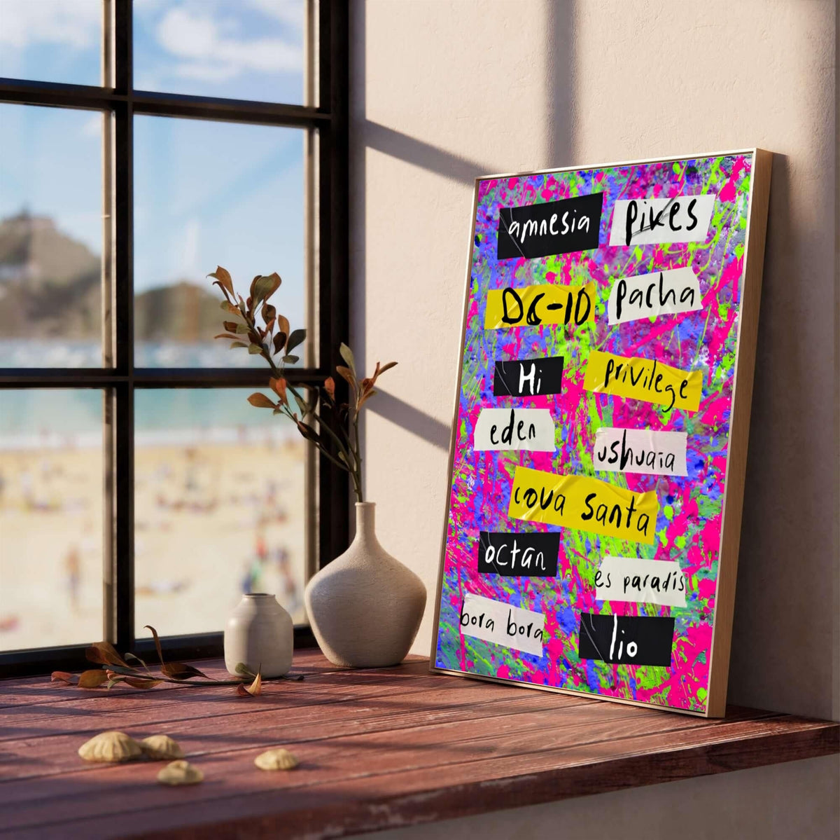 Ibiza Clubs Collage Poster: Neon Splatter Dance Music Wall Art-4