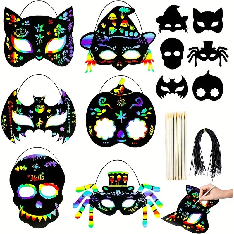 Halloween Scratch Art Mask Set (72pcs)